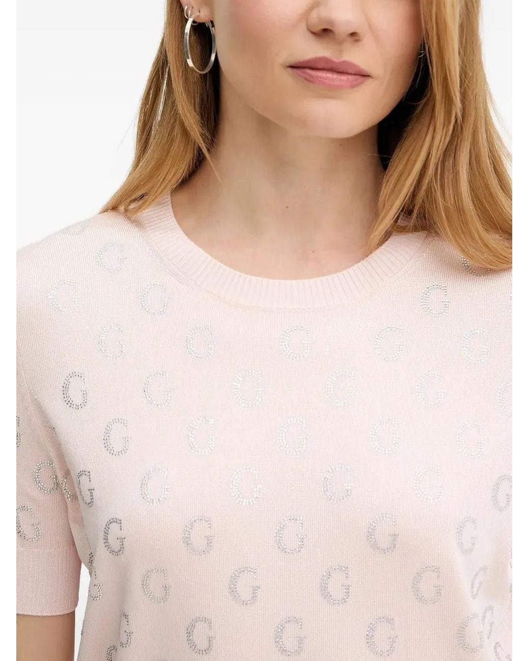 Guess White Logo-Embellished Short-Sleeves Top