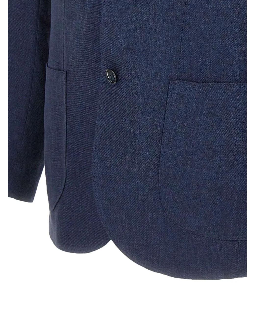 Barba Napoli Blue Button Blazer for men