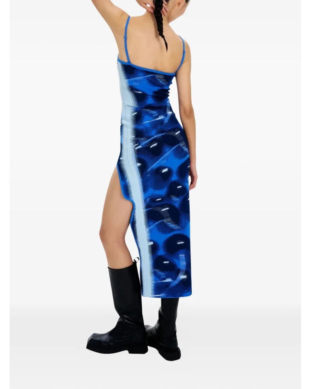 Ph5 Blue Spaghetti-Strap Split Midi Dress