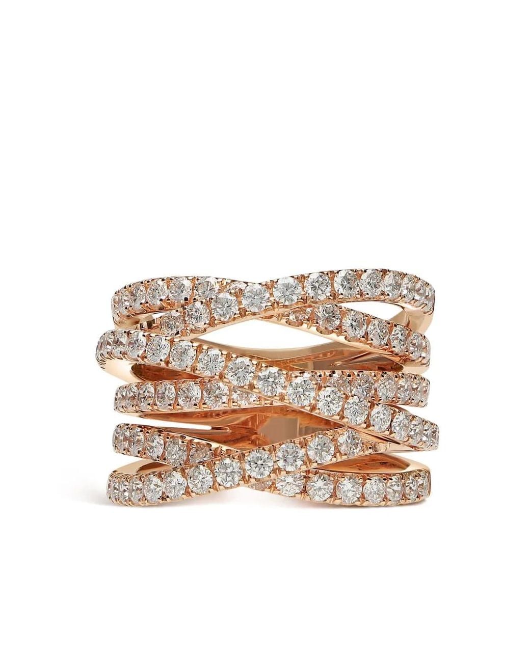 Leo Pizzo White 18Kt Rose Diamond Waves Ring