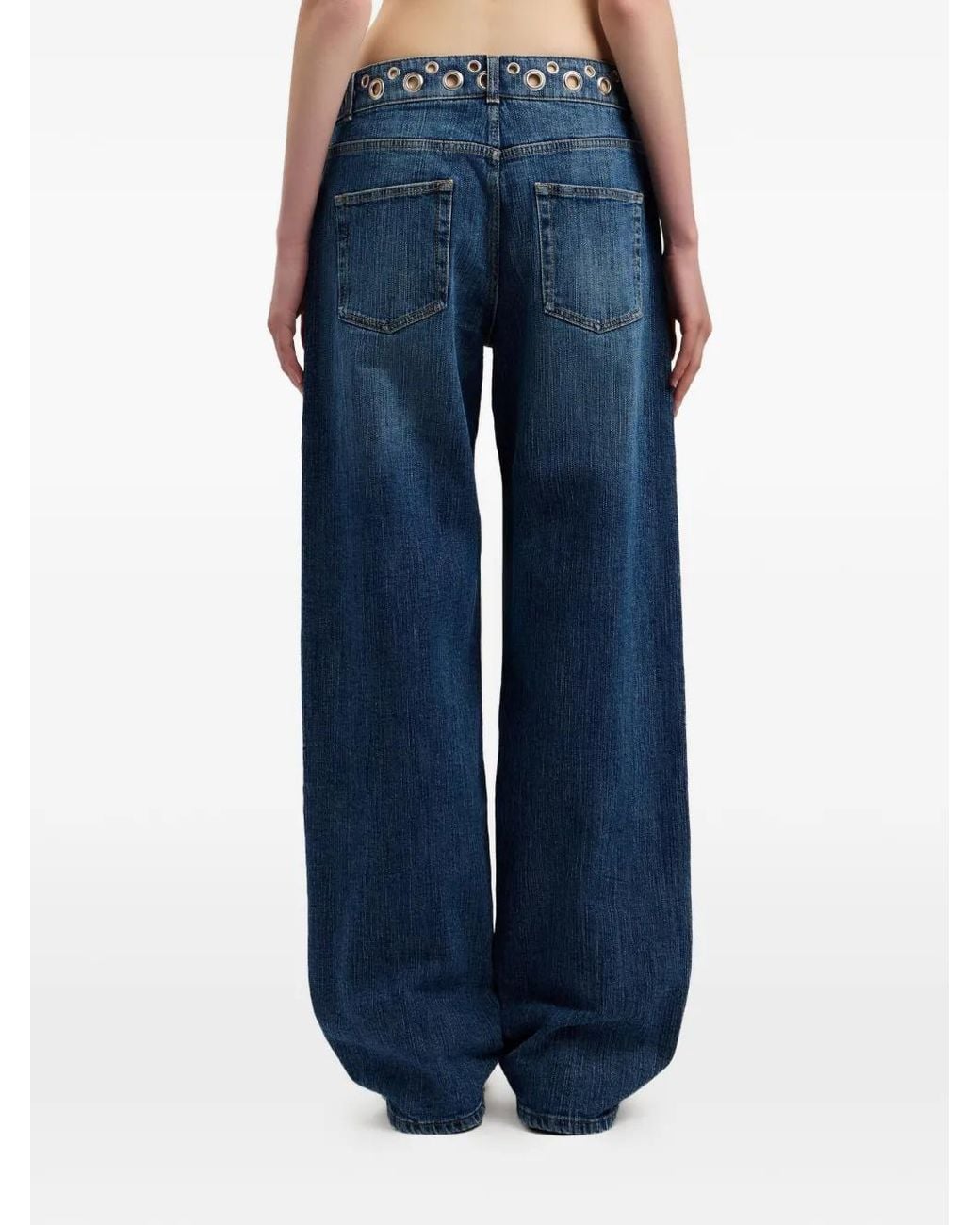 Palm Angels Blue Eyelets Straight Jeans
