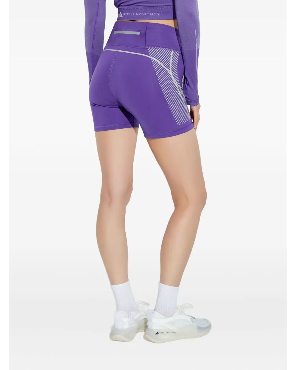 Adidas By Stella McCartney Purple Reflective-Stripe Running Shorts