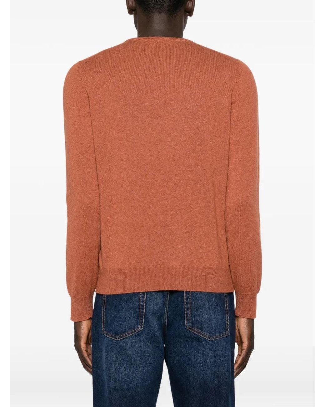 Gran Sasso Orange Crew-Neck Long-Sleeve Sweater for men