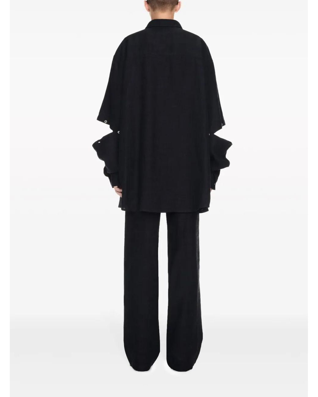 Off-White c/o Virgil Abloh Black Logo-Embroidered Panelled Linen Shirt Jacket for men
