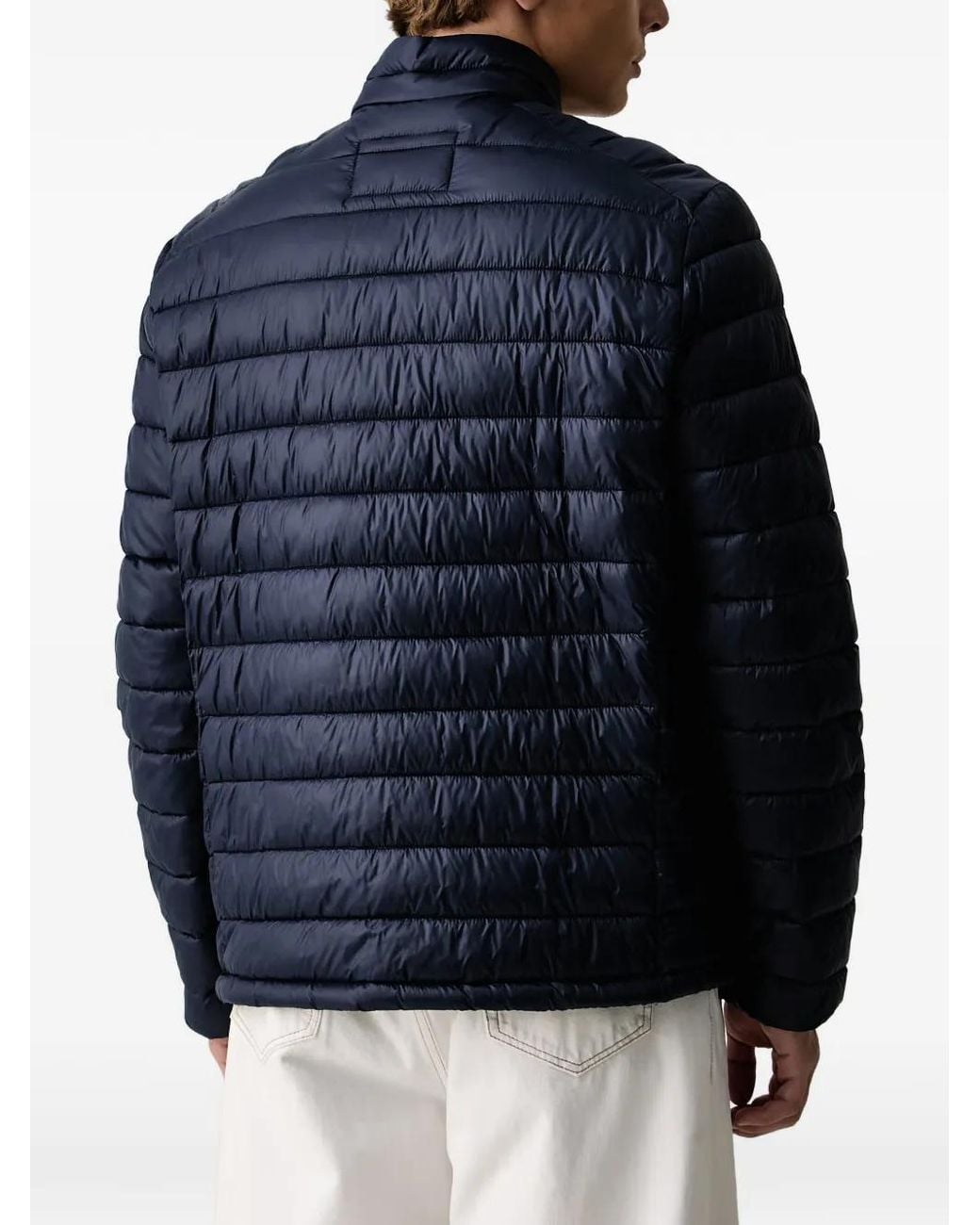 Karl Lagerfeld Blue Logo-Patch Quilted Jacket for men