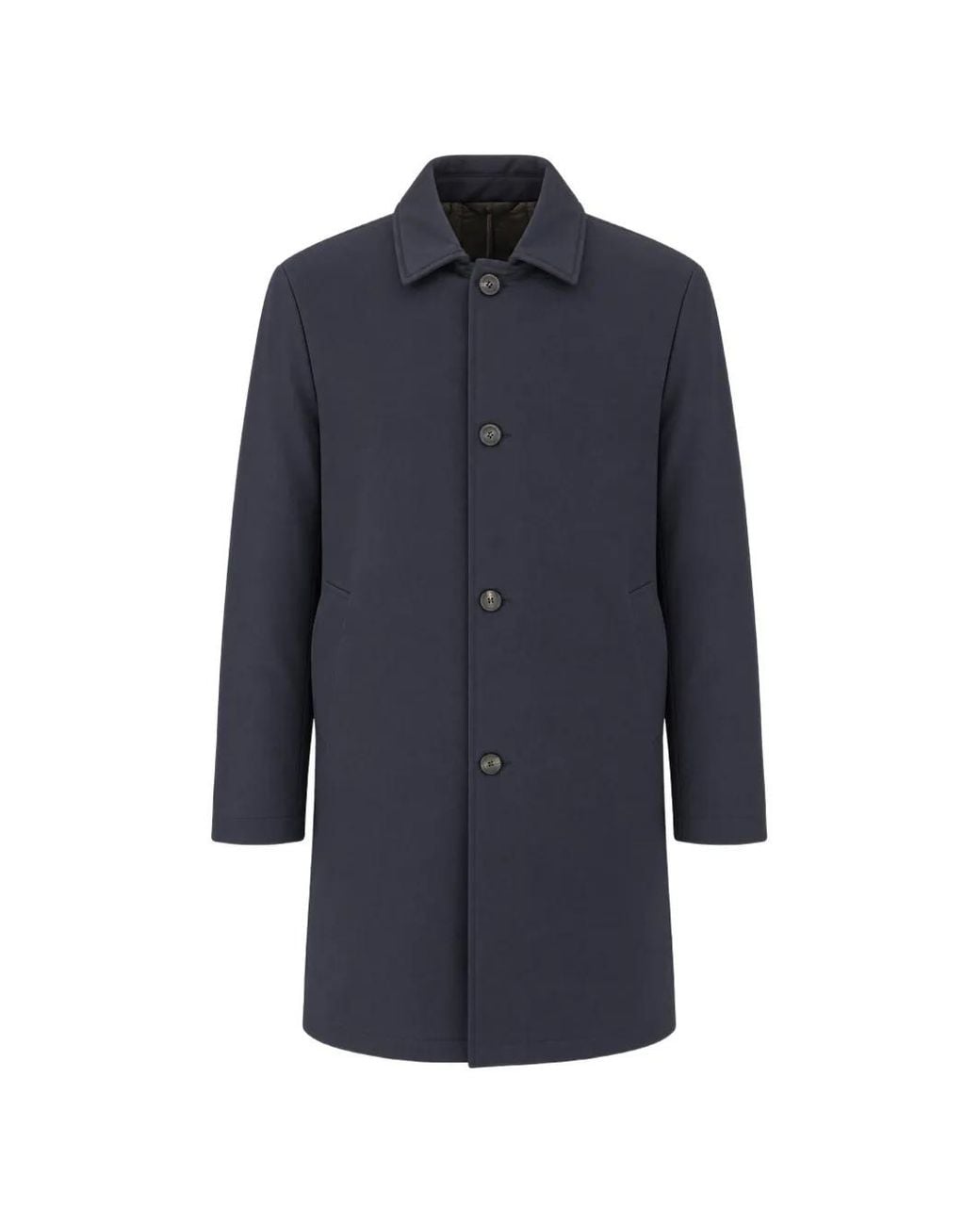 Peserico Blue Manteau Boutonné À Empiècements Matelassés for men