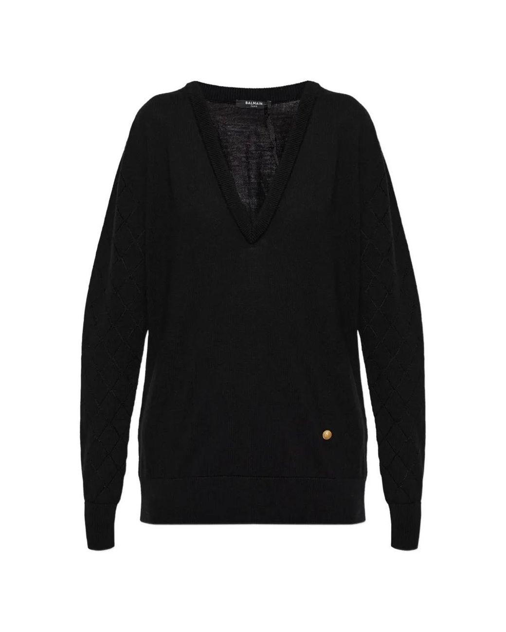 Balmain Black Pullover Mit Rautenmuster