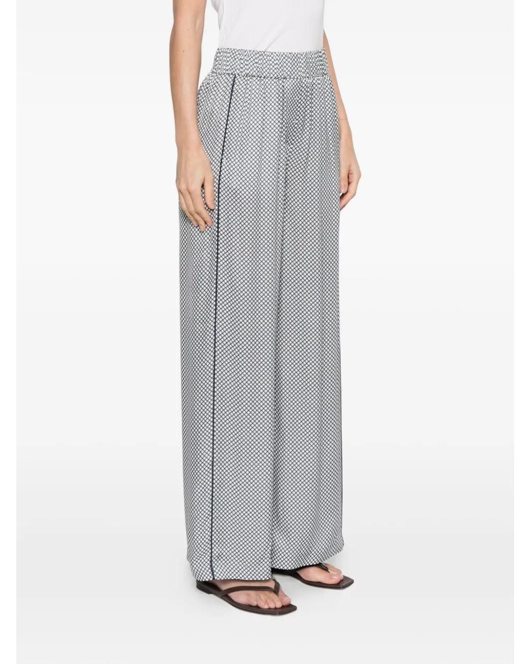 Peserico Gray Patterned Side Stripe Trousers