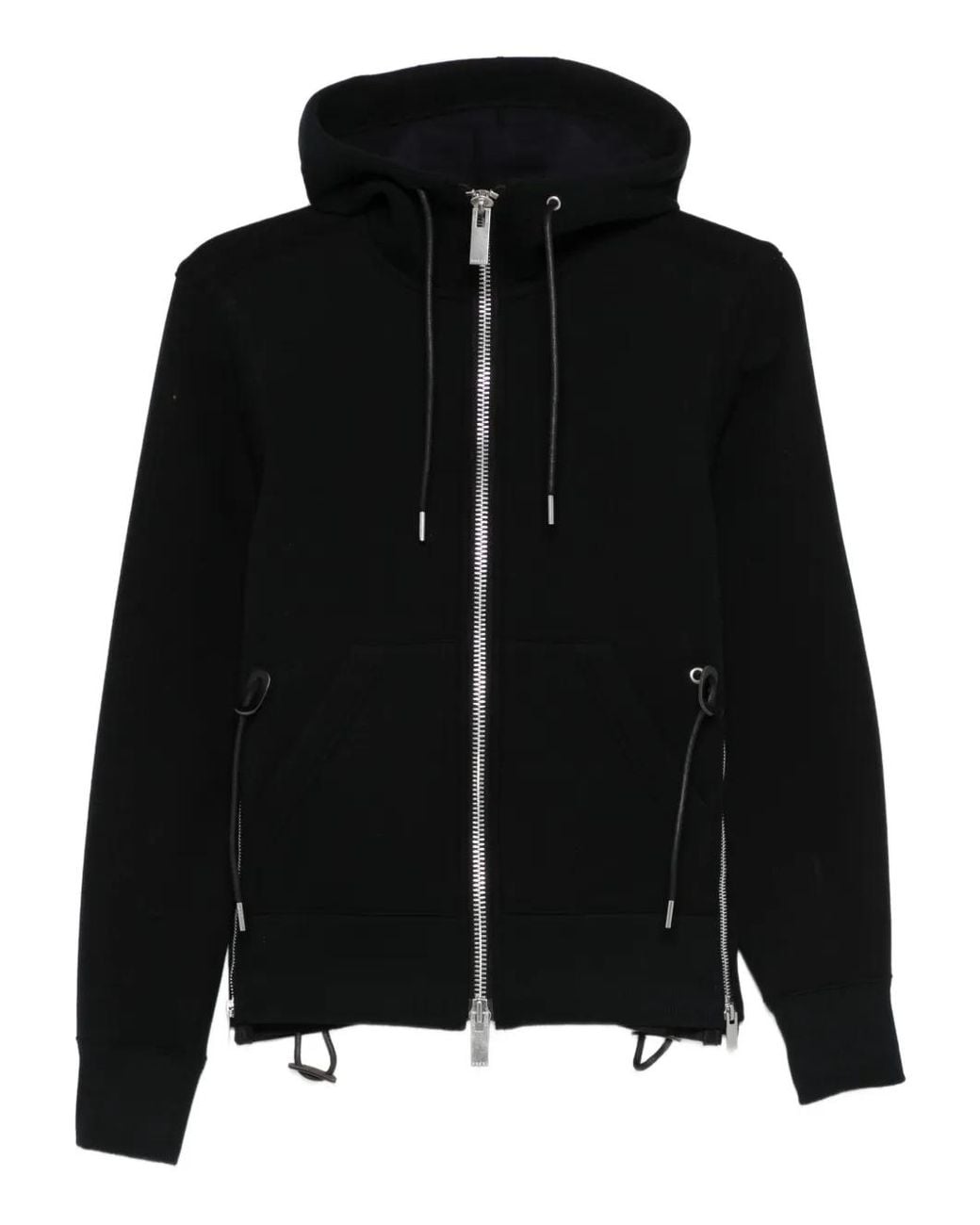 Sacai Black Cotton Zipped Hoodie