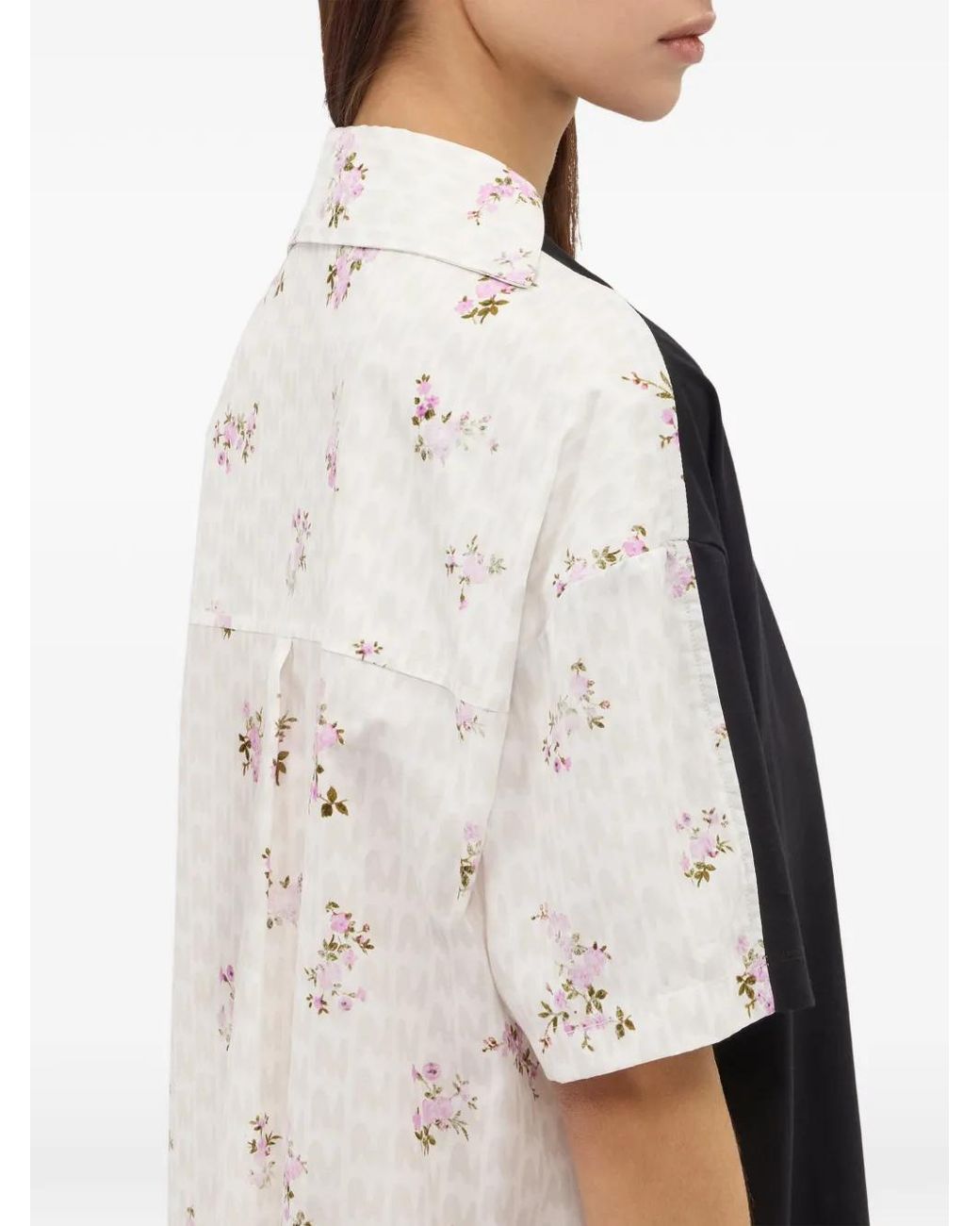 MSGM Black Floral Panel T-Shirt Mini Dress