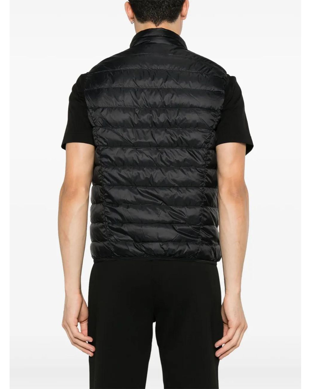 EA7 Black Logo Down Vest for men