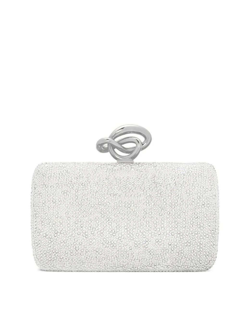 Oscar de la Renta White Crystal-Embellishment Clutch Bag