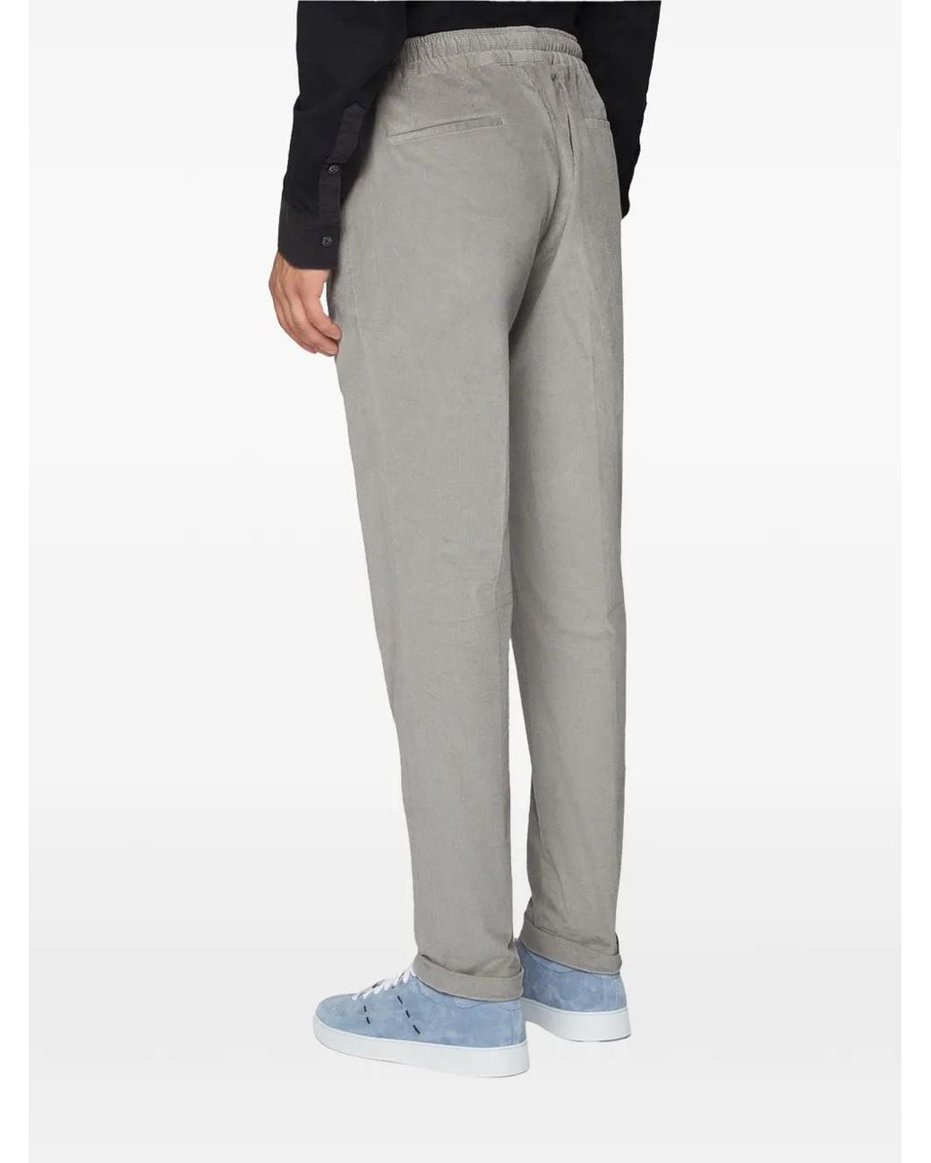 Kiton Gray Pleated Corduroy Trousers for men