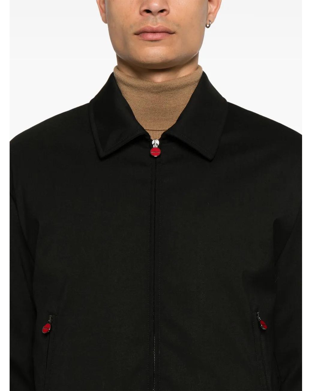 Kiton Black Padded Bomber Jacket for men
