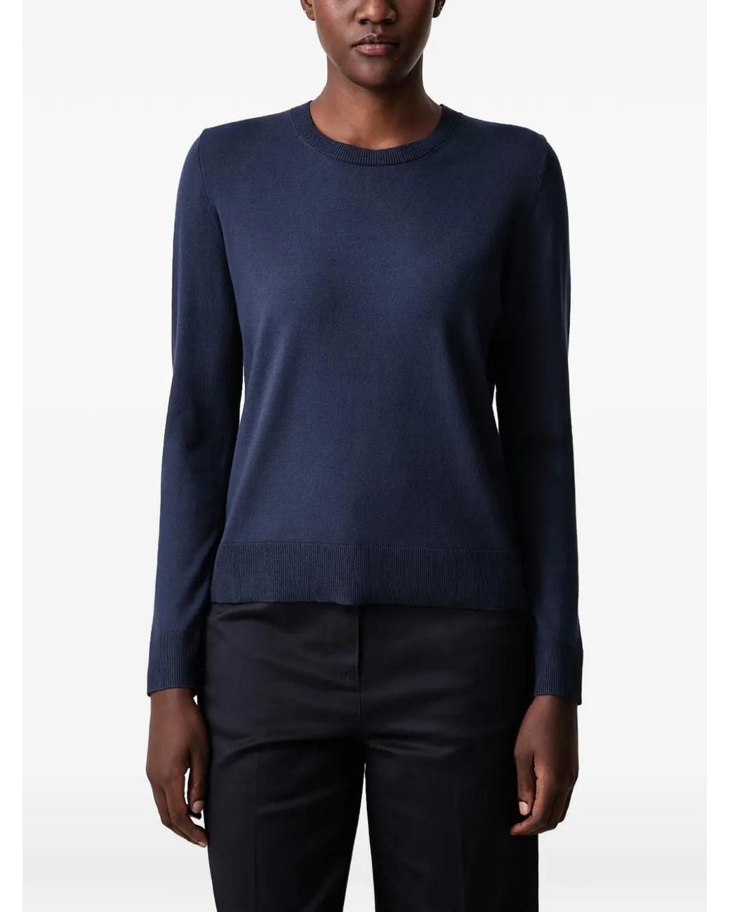 Sisley Blue Ribbed-Trim Sweater