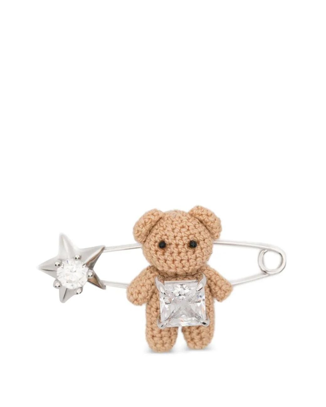 YVMIN Metallic Teddy Bear Star-Embellished Brooch