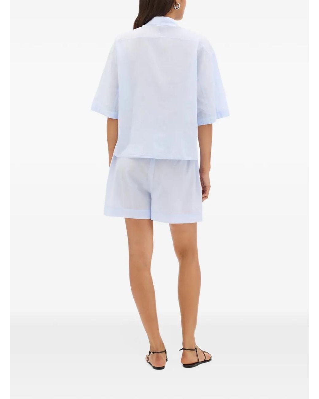 Another Tomorrow White Short-Sleeve Voile Shirt