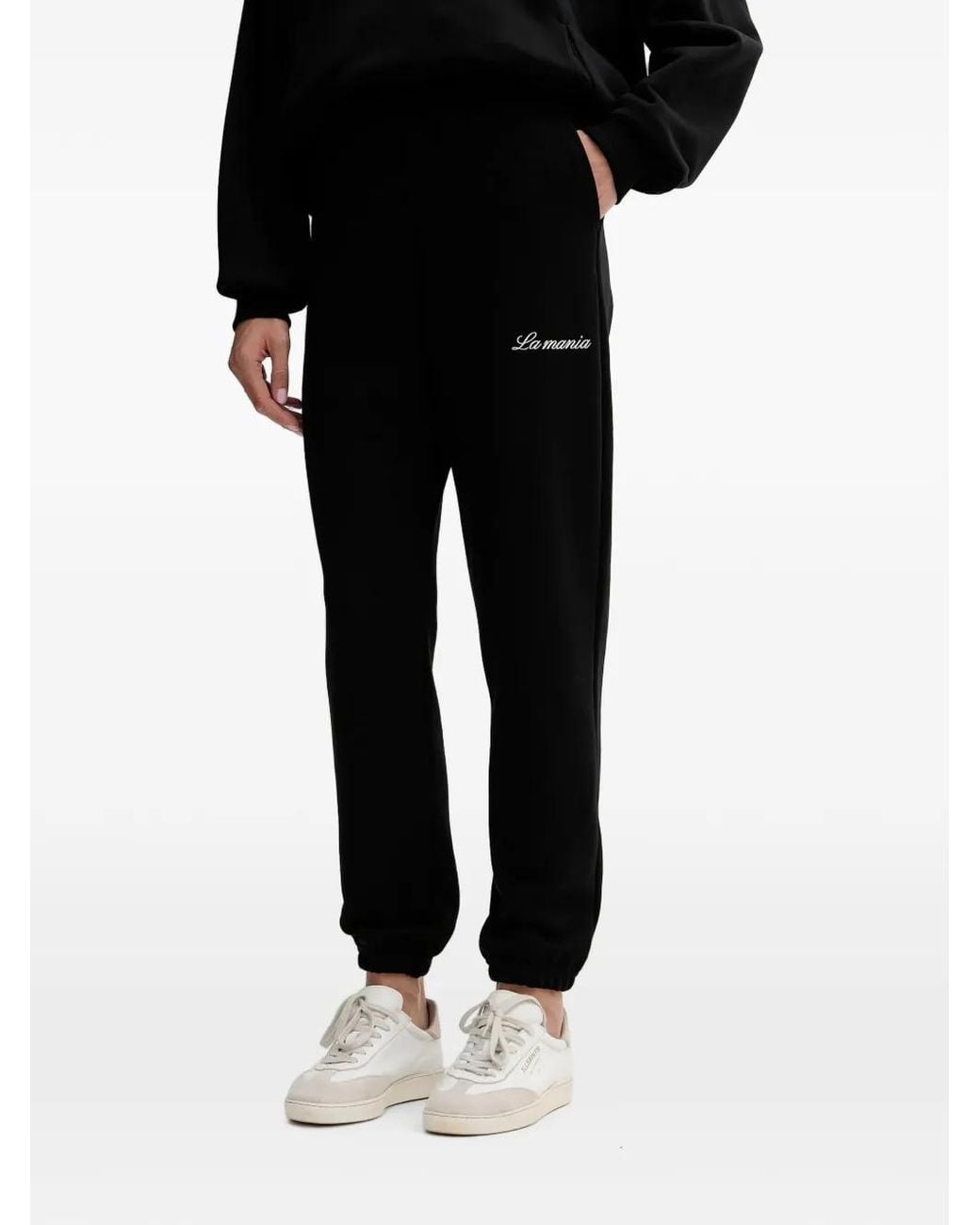 La Mania Black Ridge Logo-Embroidered Track Pants