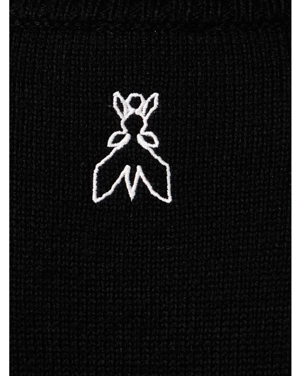 Patrizia Pepe Black Intarsia-Knit Logo-Embroidered Sweater