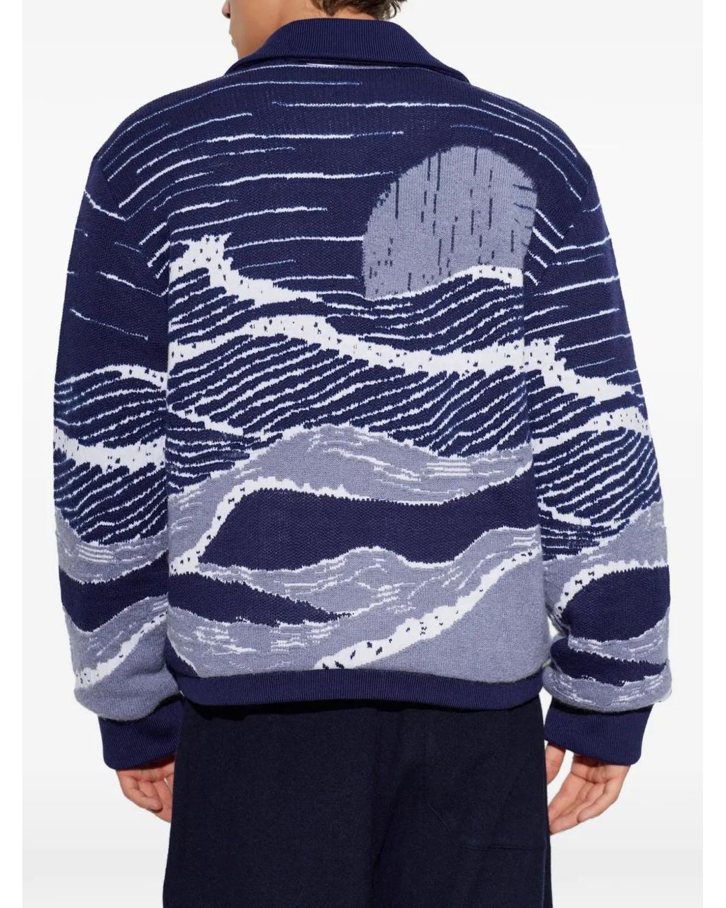 Laneus Blue Zip-Up Cardigan for men