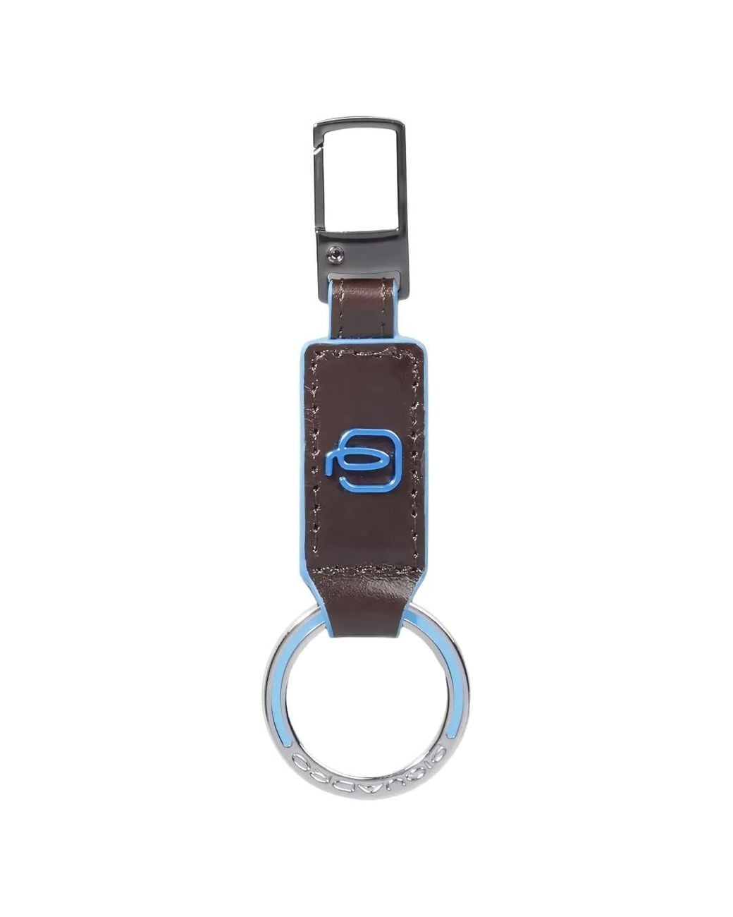 Piquadro White Carabiner Leather Keyring