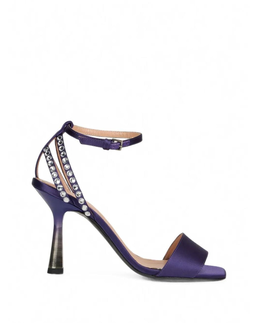 Alberta Ferretti Blue Crystal-Embellished Satin Sandals