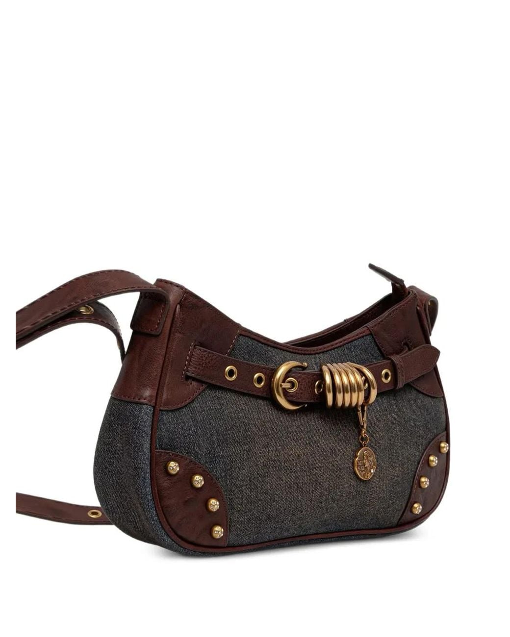 Miss Sixty Brown Denim-Finish Shoulder Bag