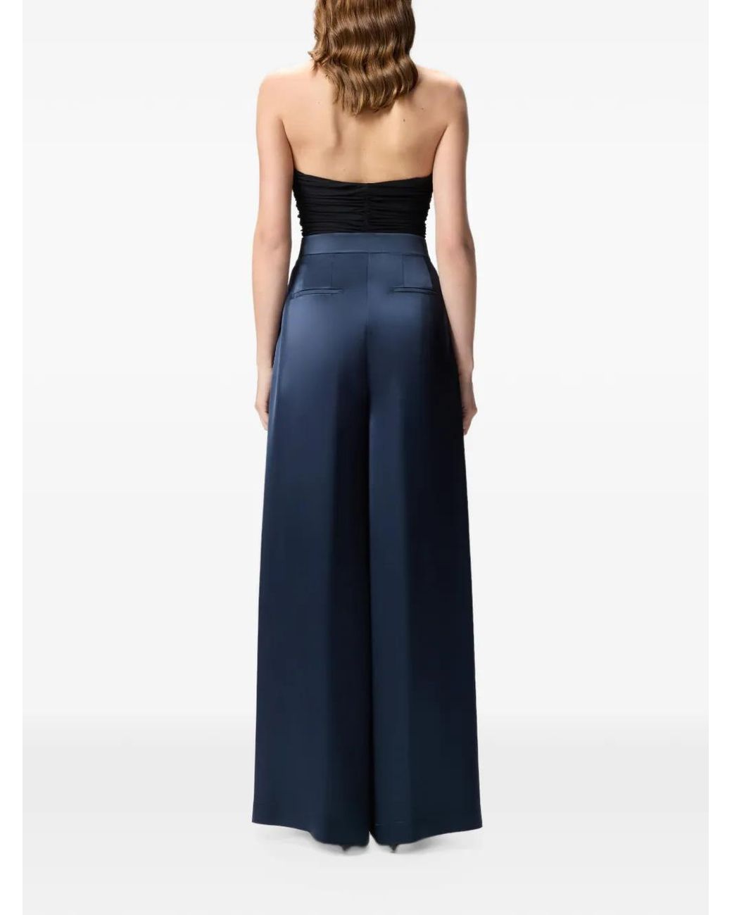 Pinko Blue Wide-Leg Trousers With High Waist And Front Pleats