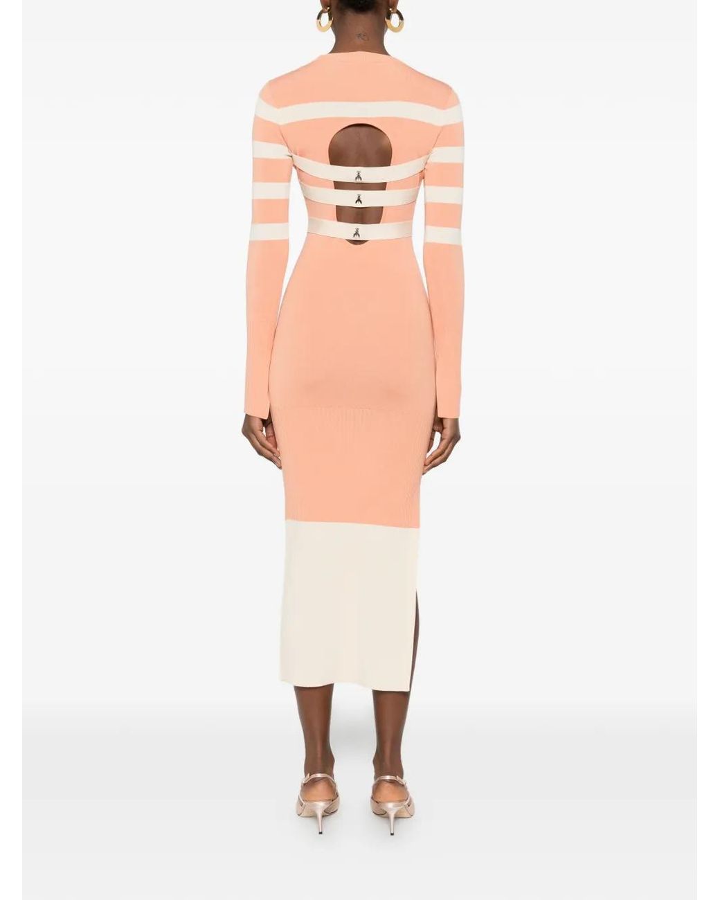 Patrizia Pepe Pink Striped Two-Tone Knit Dress