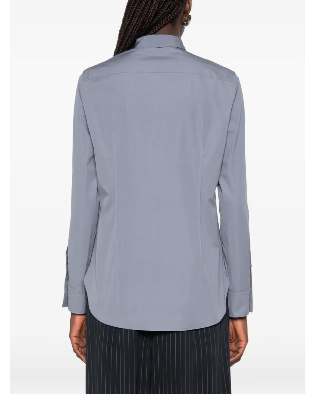 Jil Sander Lichtgewicht Katoenen Popeline Blouse in het Blue