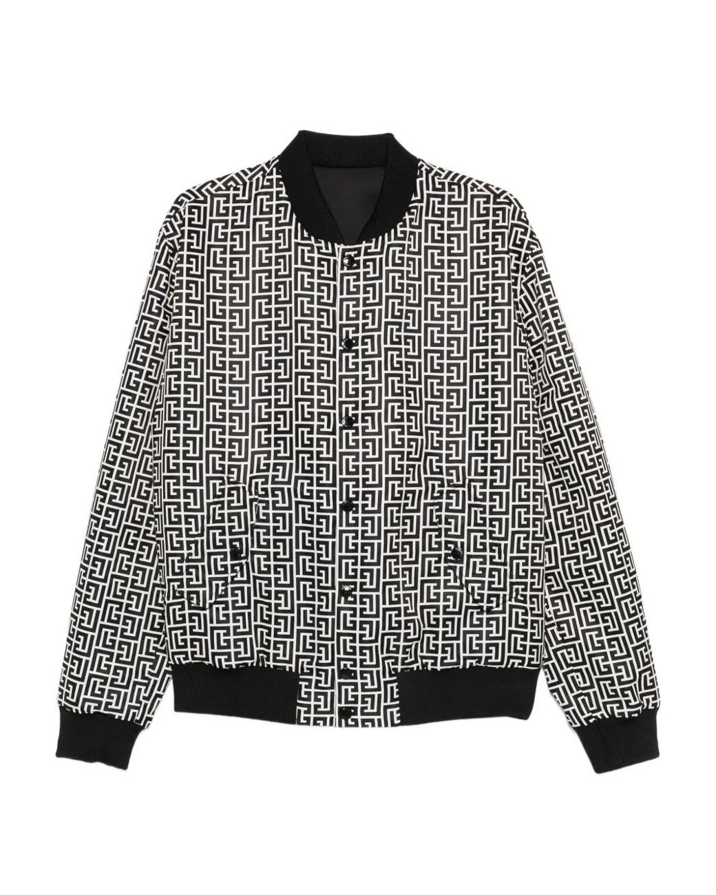 Balmain Gray Reversible Patterned Bomber Jacket for men