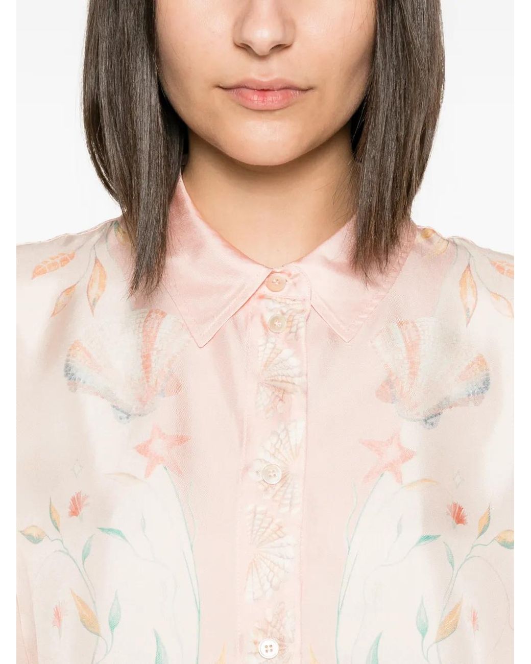Forte_forte Pink Floral-Print Silk Shirt