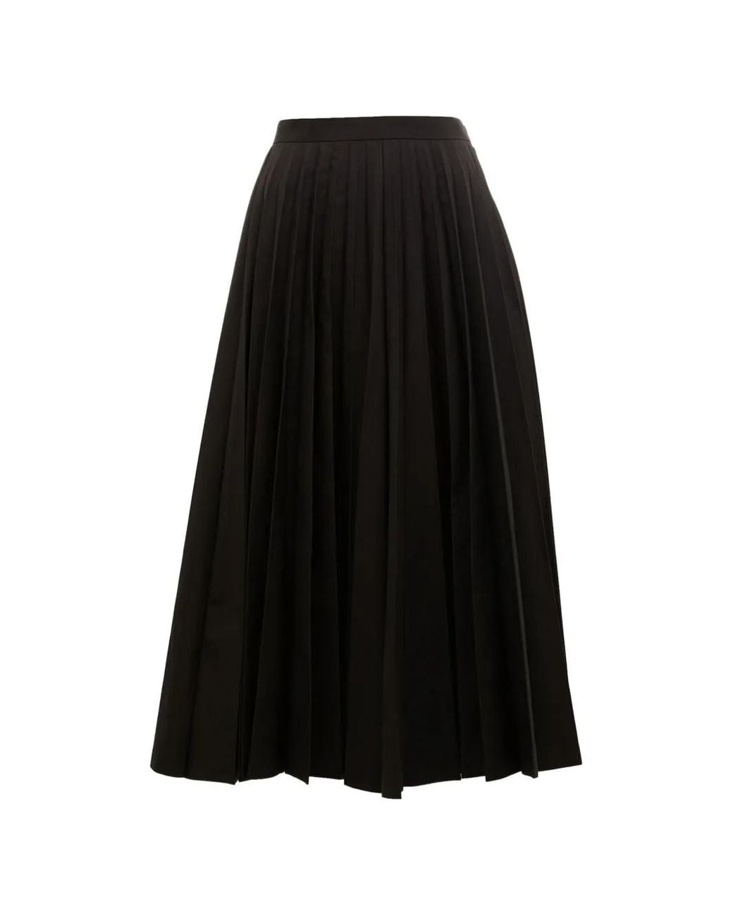 Junya Watanabe Black Wool Midi Pleated Skirt
