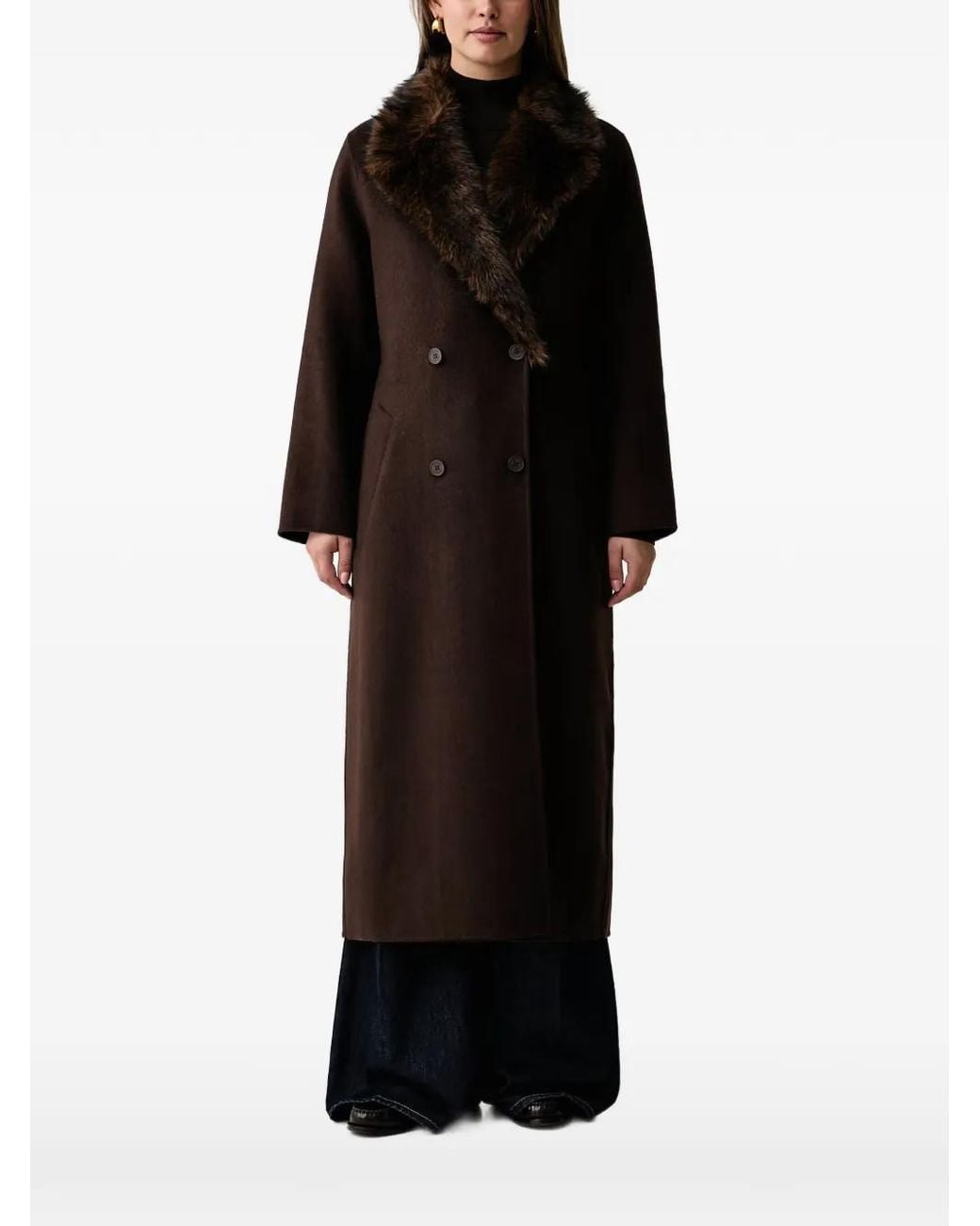 Kaos Black Buttoned Double-Breasted Coat