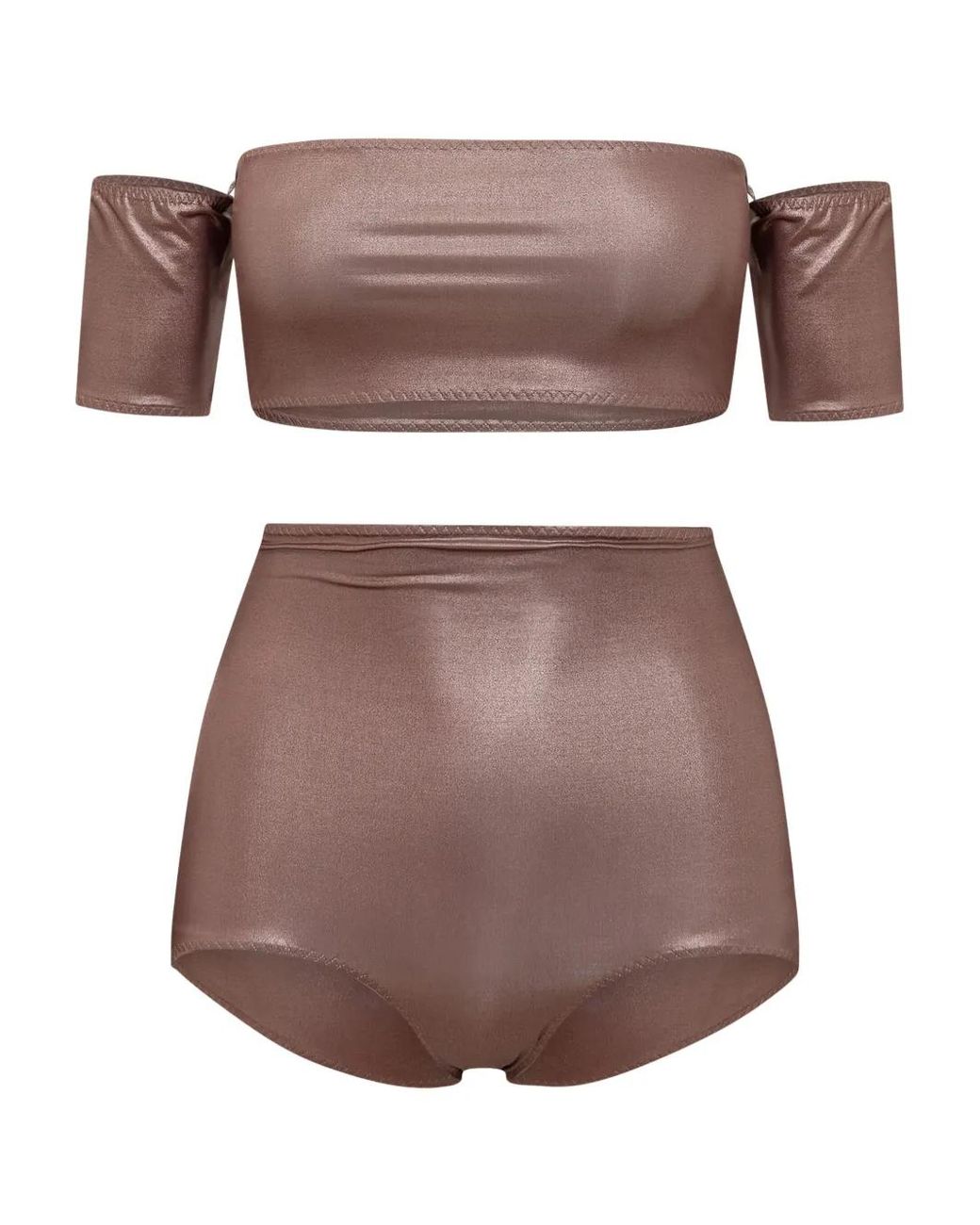 ALESSANDRO VIGILANTE Brown Shiny Bikini Set