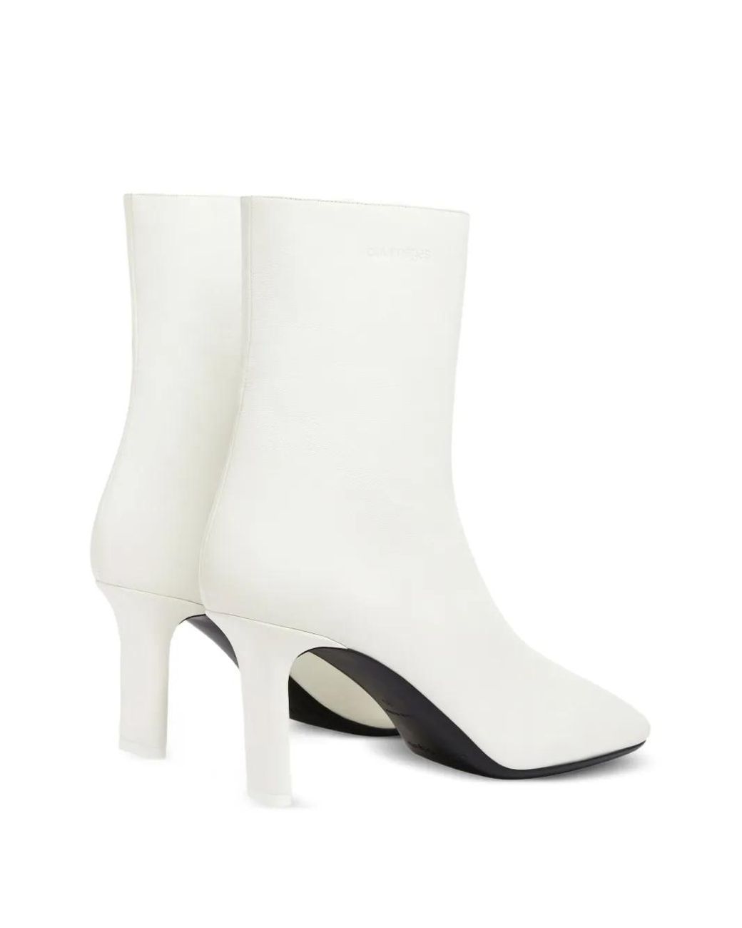 Courreges White Square-Toe Leather Ankle Boots