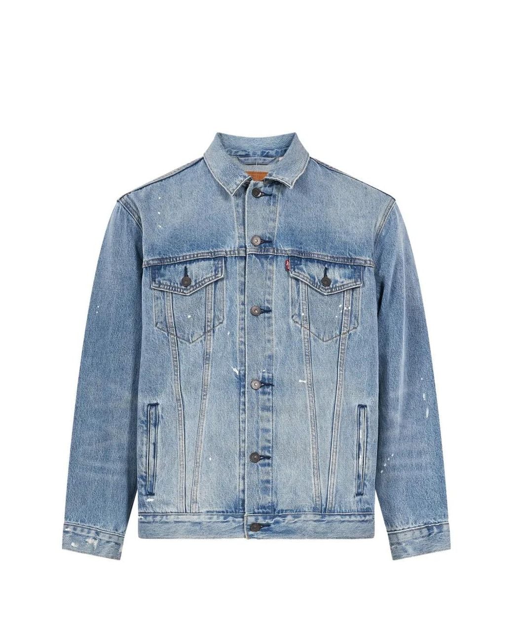 Levi's Blue Type Iii Paint-Splatter Peace-Sign Denim Jacket for men