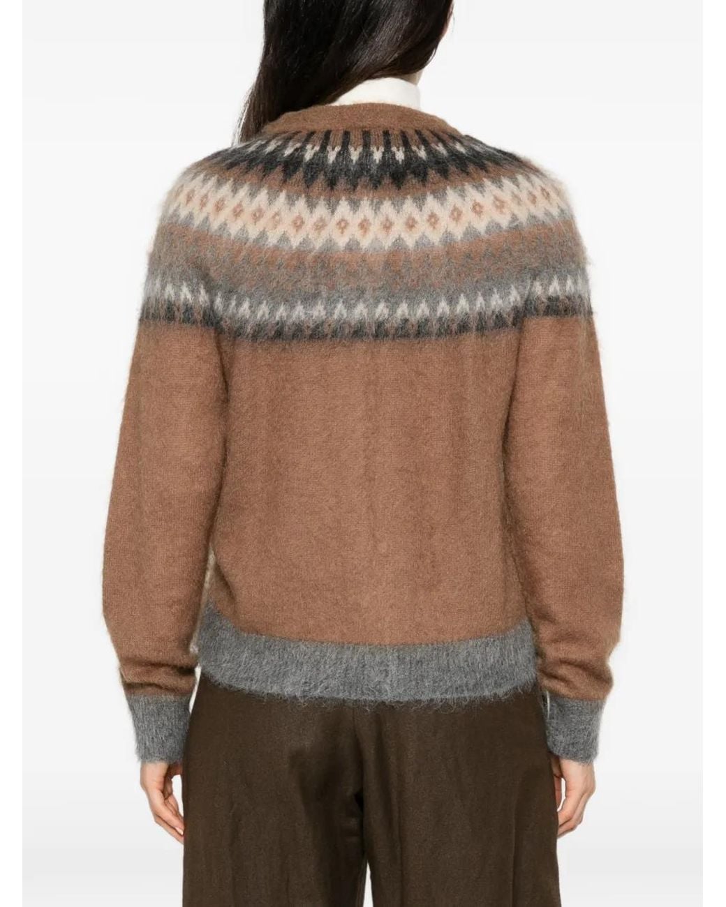 Max Mara Natural Fair Isle Brushed Cardigan
