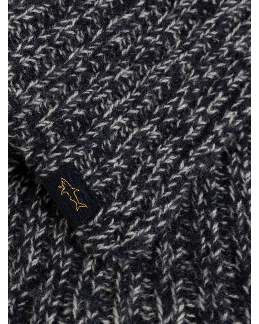 Paul & Shark Black Logo-Patch Scarf