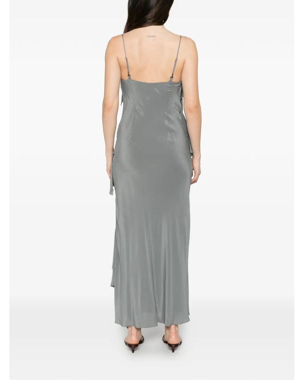 Patrizia Pepe Gray Ruffled Maxi Dress