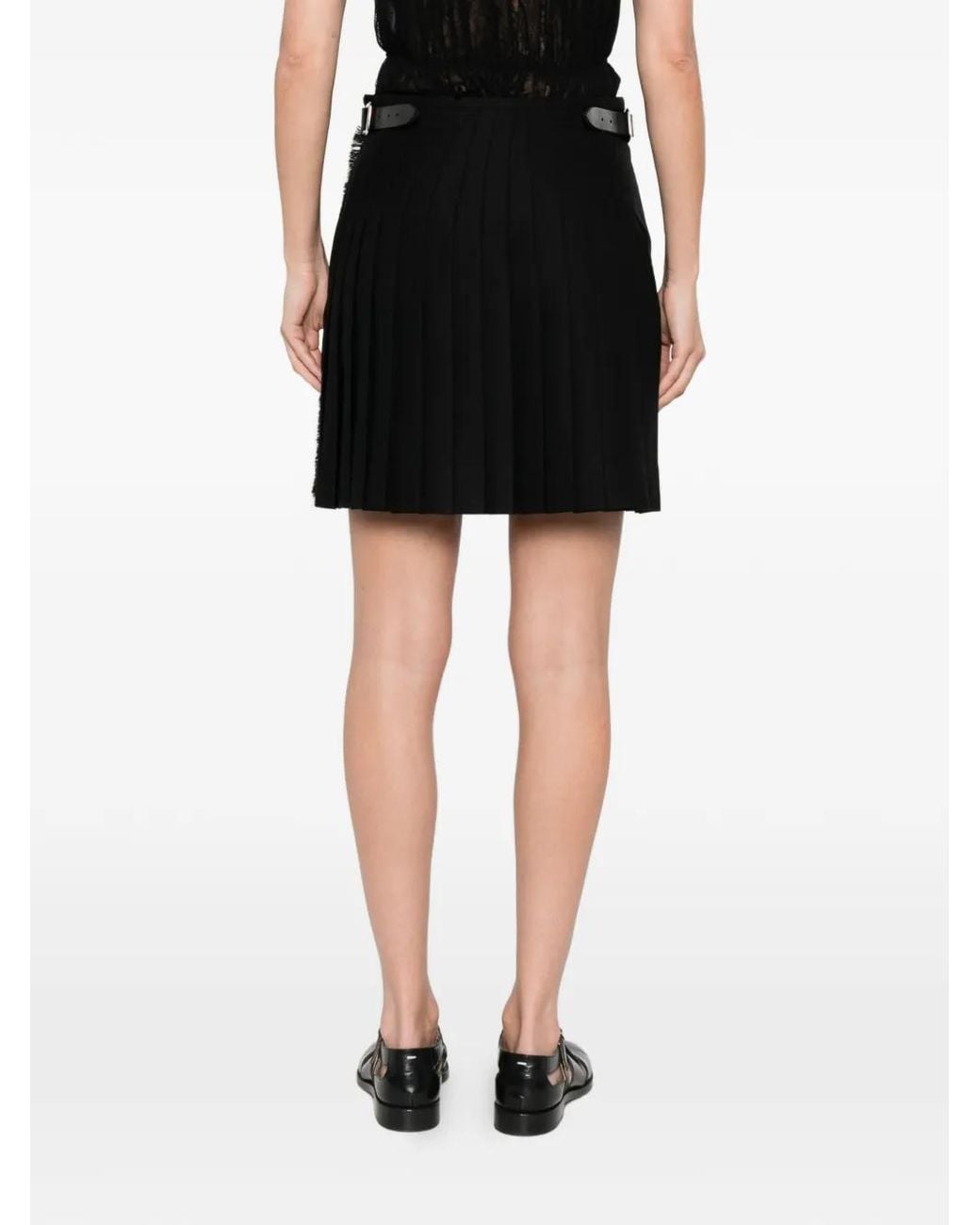 Le Kilt Black Safety-Pin Pleated Mini Skirt