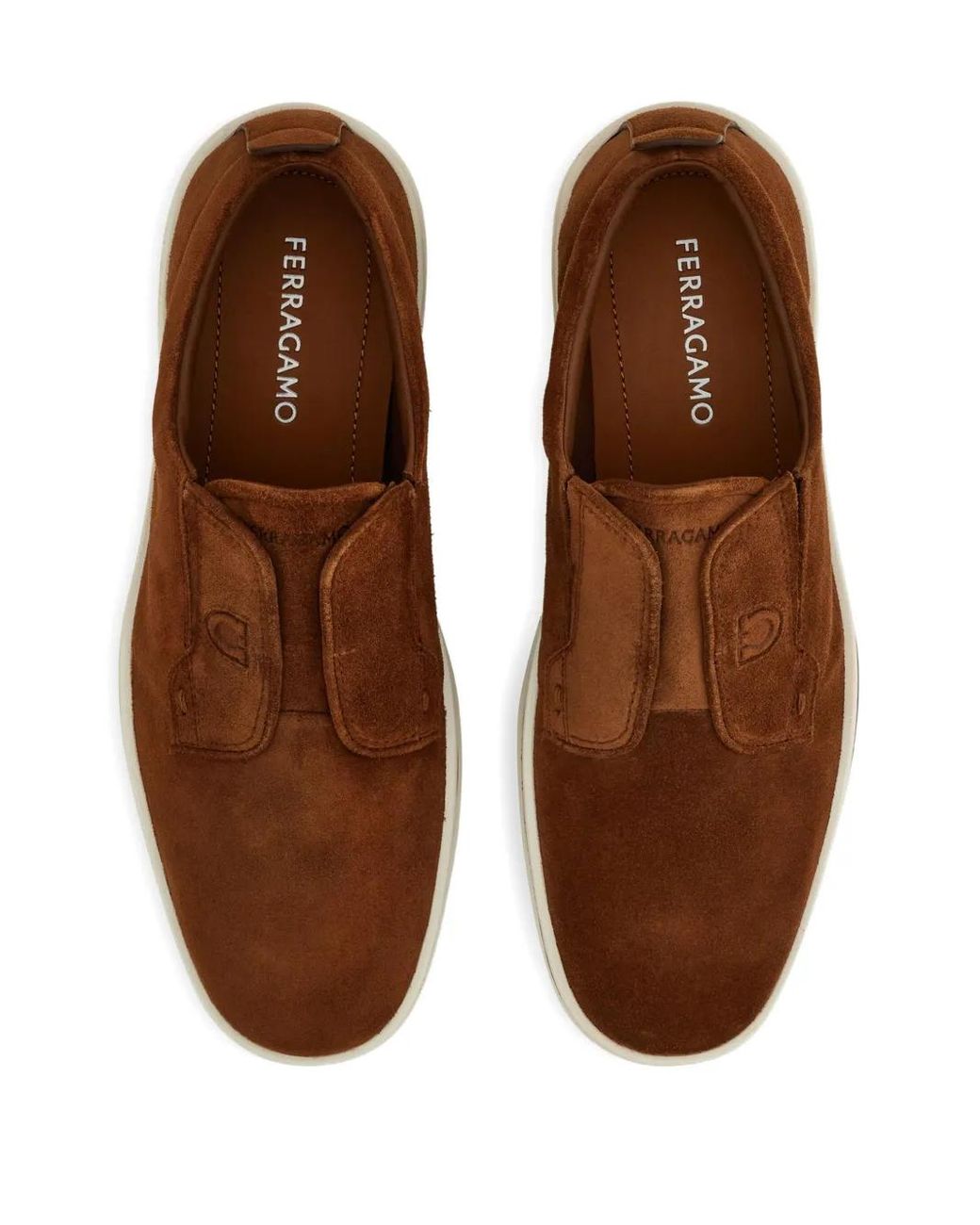 Ferragamo Brown Derby Slip-On Shoes for men