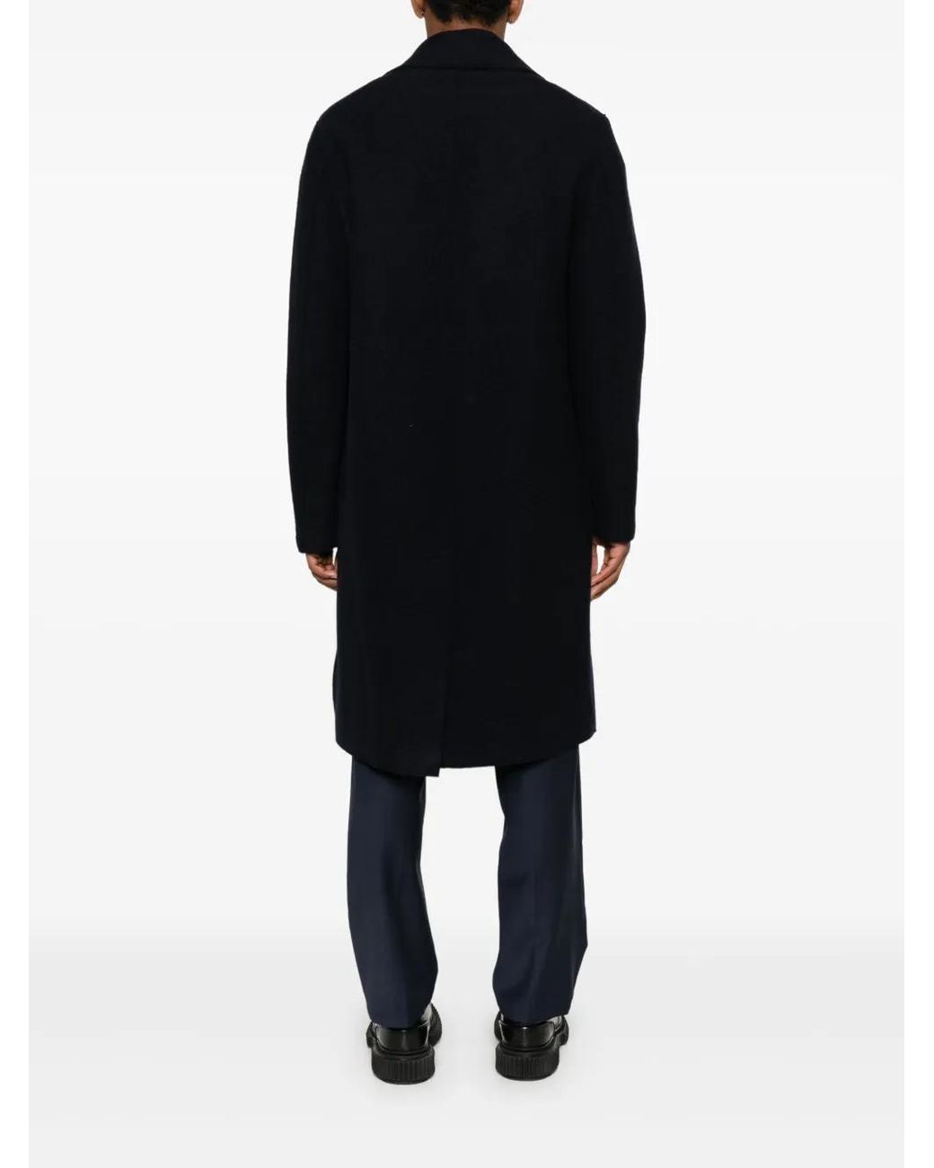 Harris Wharf London Black Double-Breasted Wool Coat for men