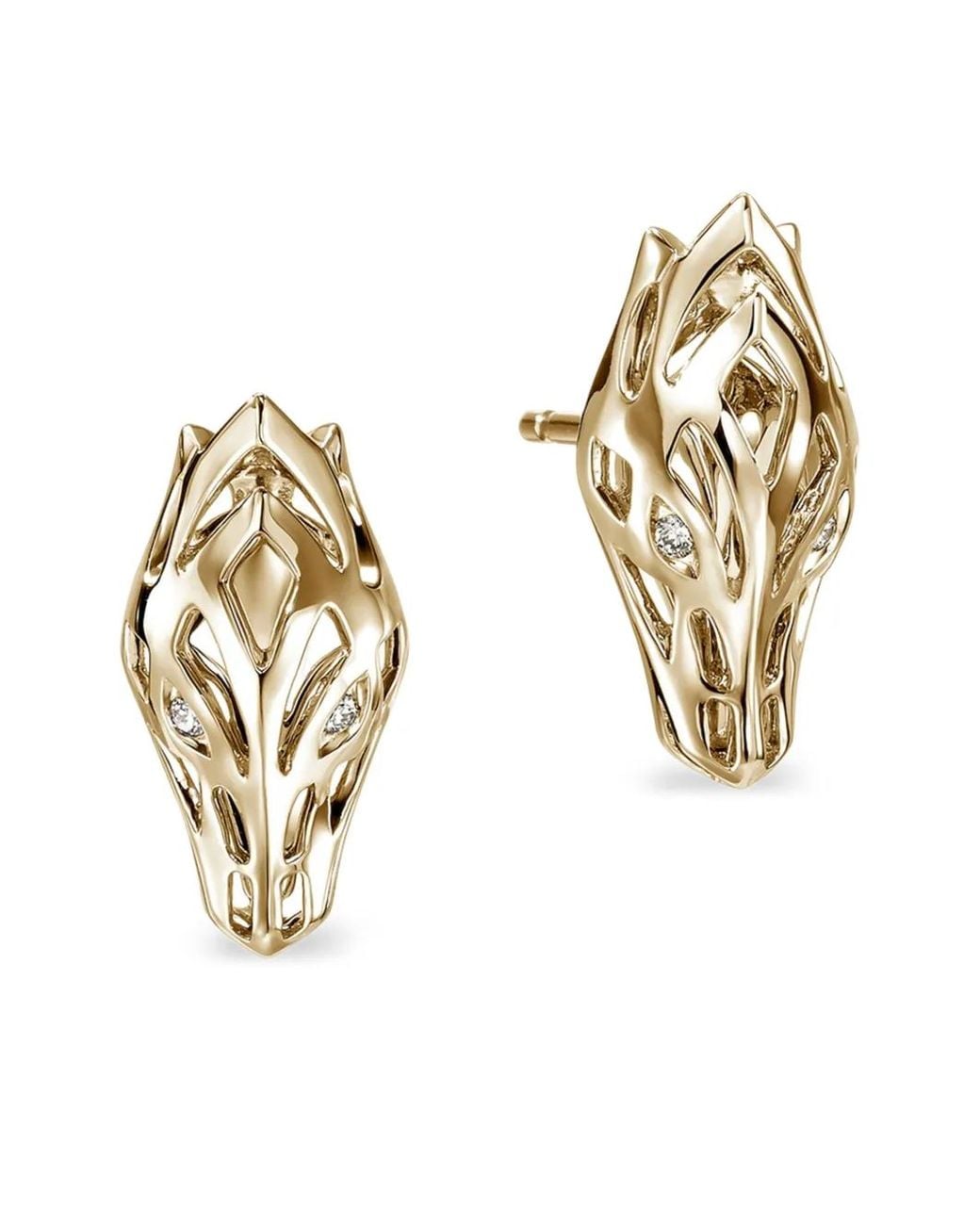 John Hardy Metallic 14K Naga Diamond Stud Earrings