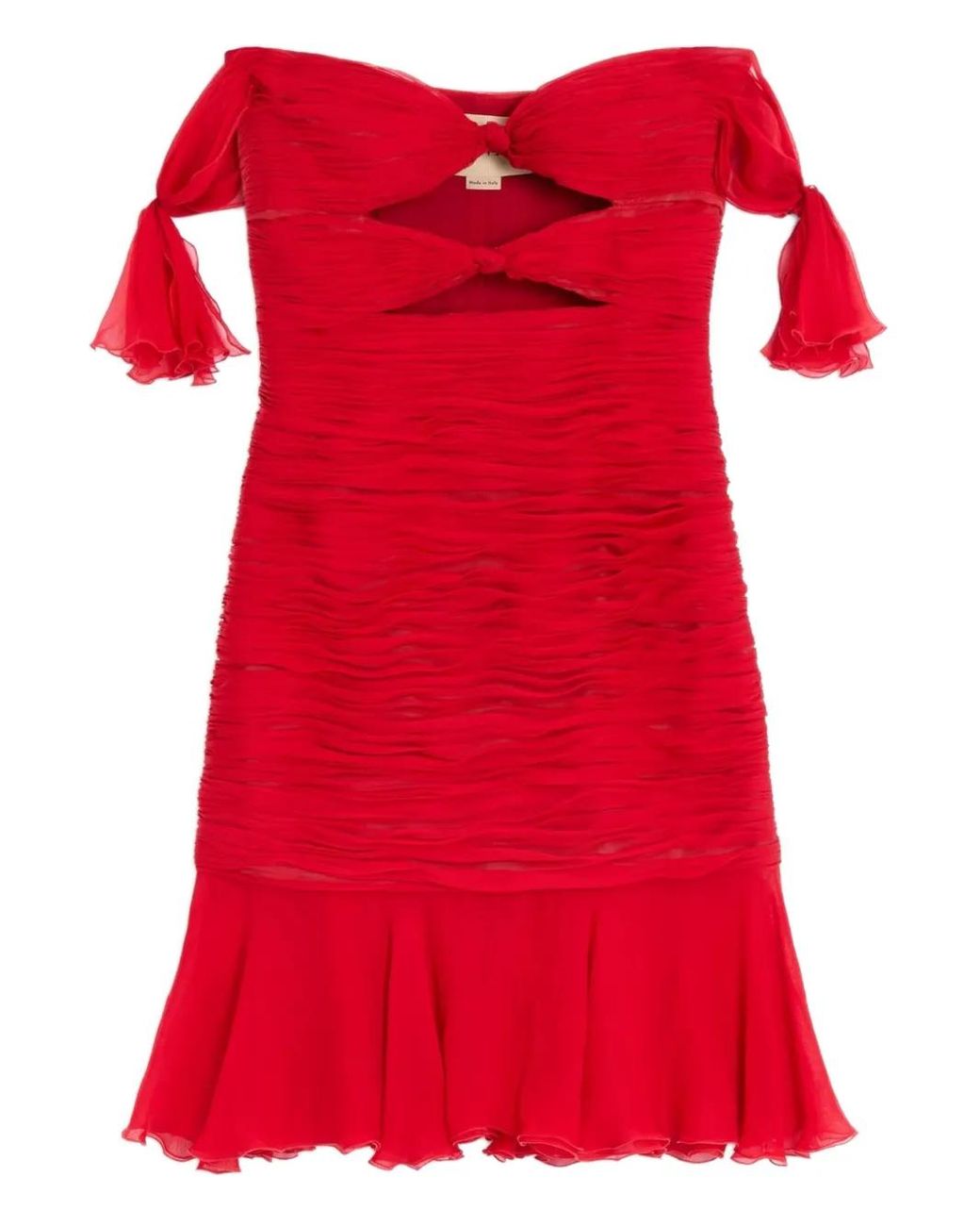Valentino Garavani Red Flounce Chiffon Mini Dress