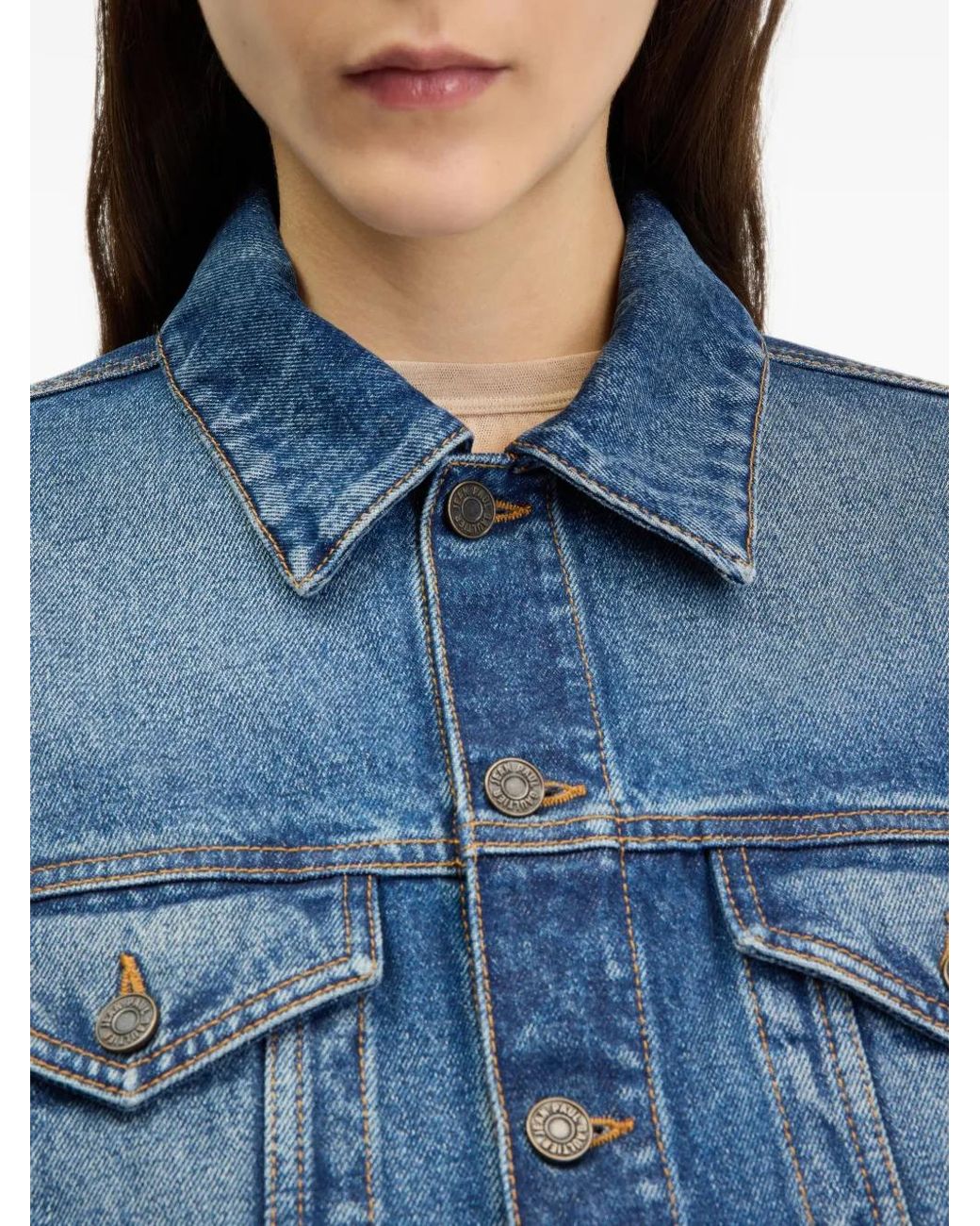 Jean Paul Gaultier Blue Curved Denim Jacket