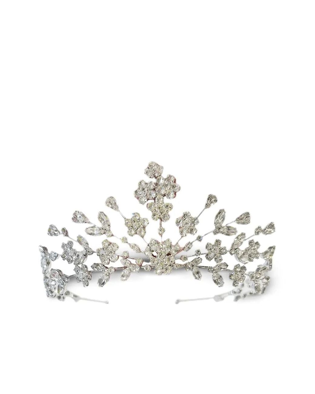 Jennifer Behr White Miriam Crystal-Embellished Tiara Headband
