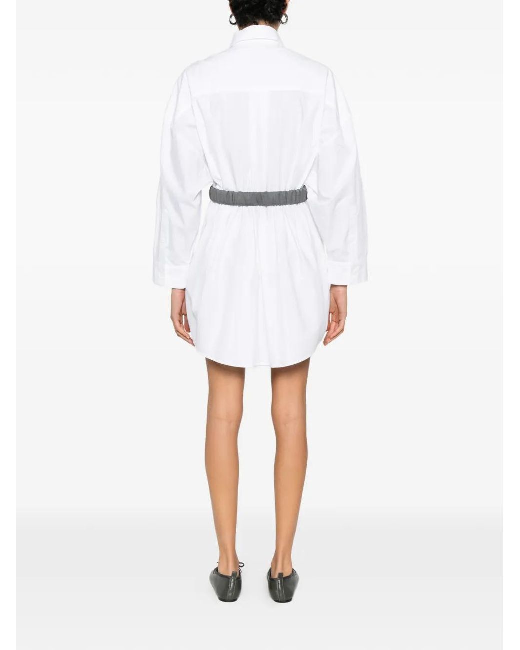 Maje White Shirt Dress With Contrast Belt