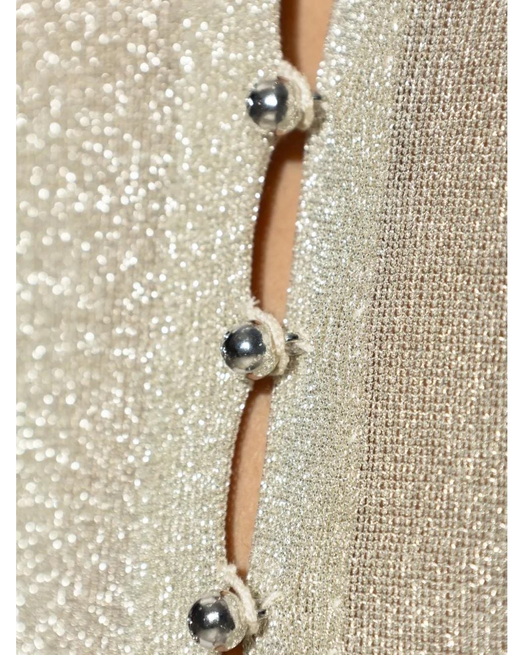 Gestuz White Metallic-Effect Split-Cuff Top