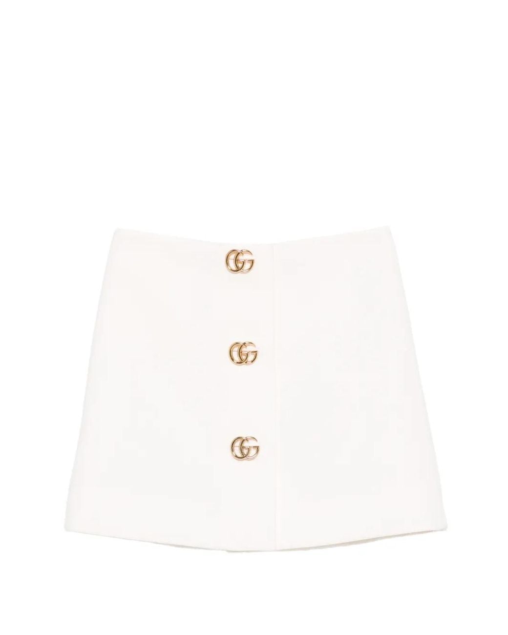 Gucci White Wool Skirt